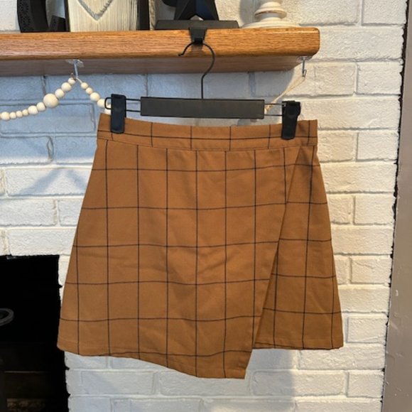 Forever 21 Windowpane Faux Wrap Skirt | Size S - Picture 1 of 4